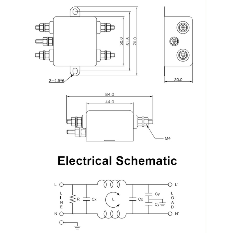 Ενισχυμένο φίλτρο ευρείας συχνότητας 20A AC/DC μονοφασικού EMI 150KHz-30MHz